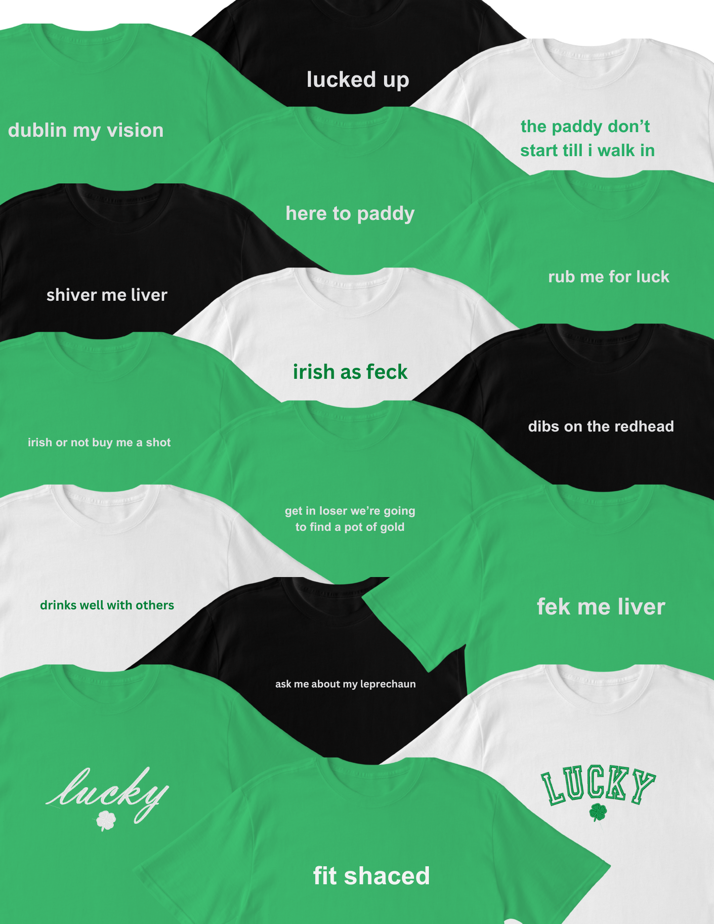 Irish Saint Patrick's Day T-Shirts, Black - Pick Your Design