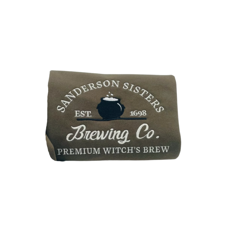 Embroidered 'Sanderson Sisters Brewing Co.' Hoodie or Crew Neck Long Sleeve, Classic fit, Unisex, Adult