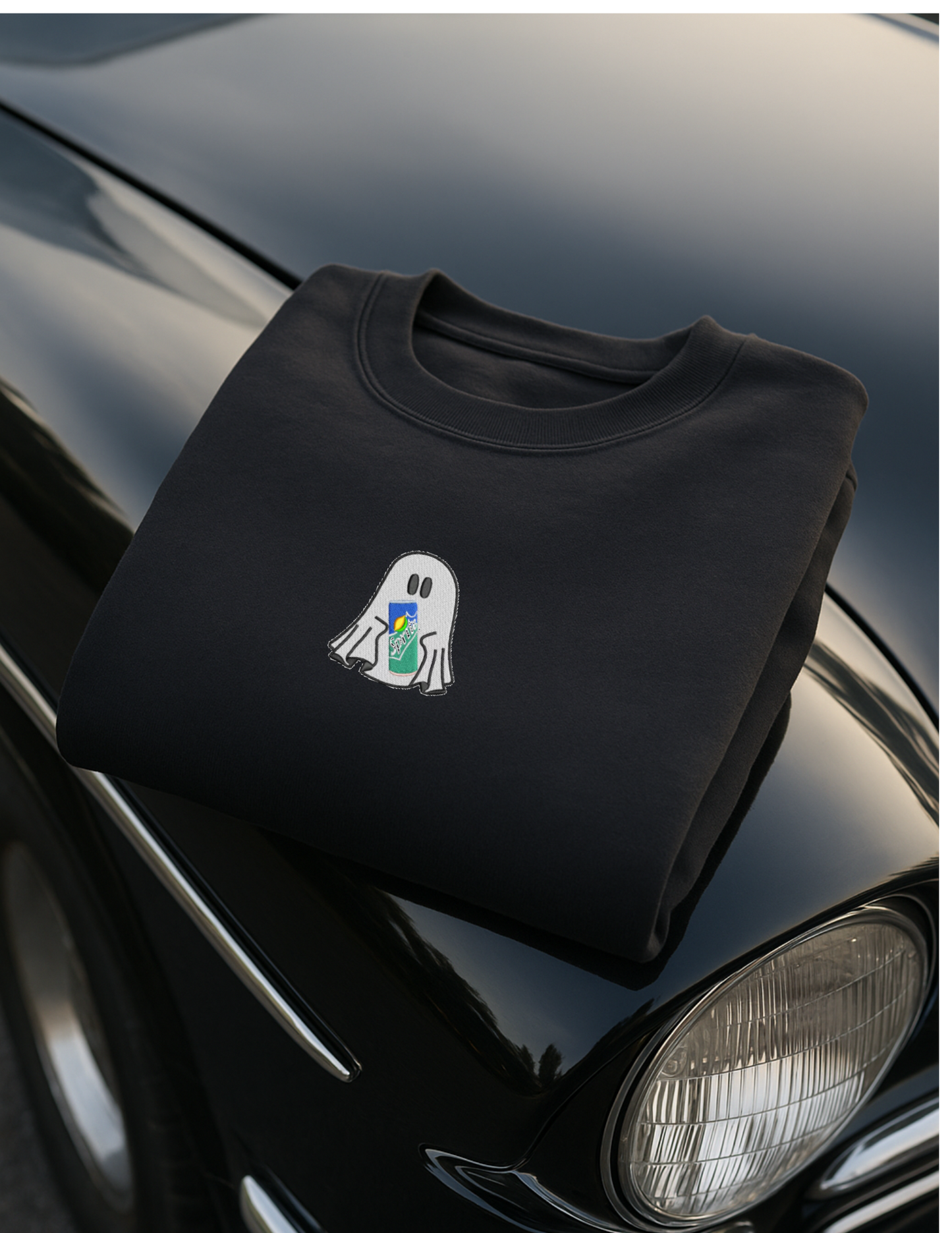 Embroidered 'Ghost Lemon Lime Soda' Hoodie or Crew Neck, Long Sleeve, Classic fit, Unisex, Adult