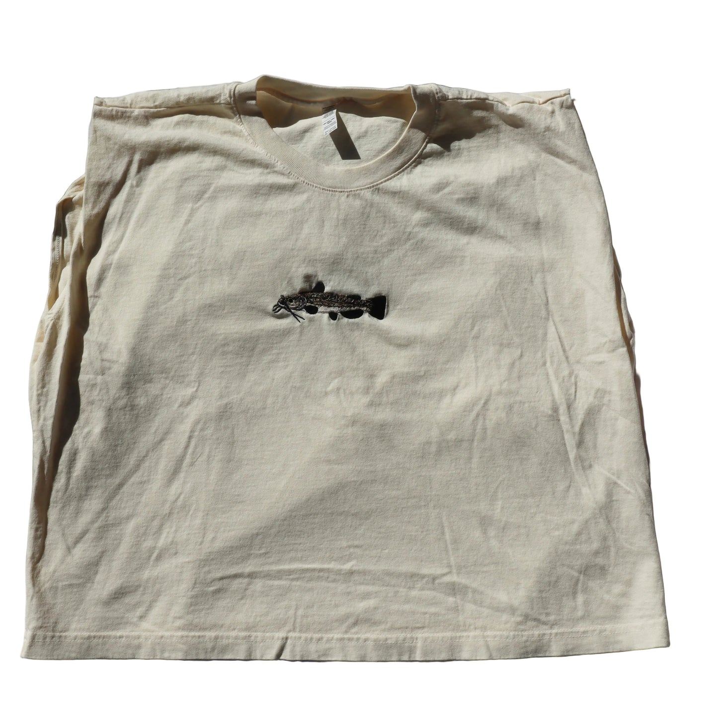 Embroidered Catfish Cropped Muscle Tee, Tank Top, Crop Fit, Unisex, Adult