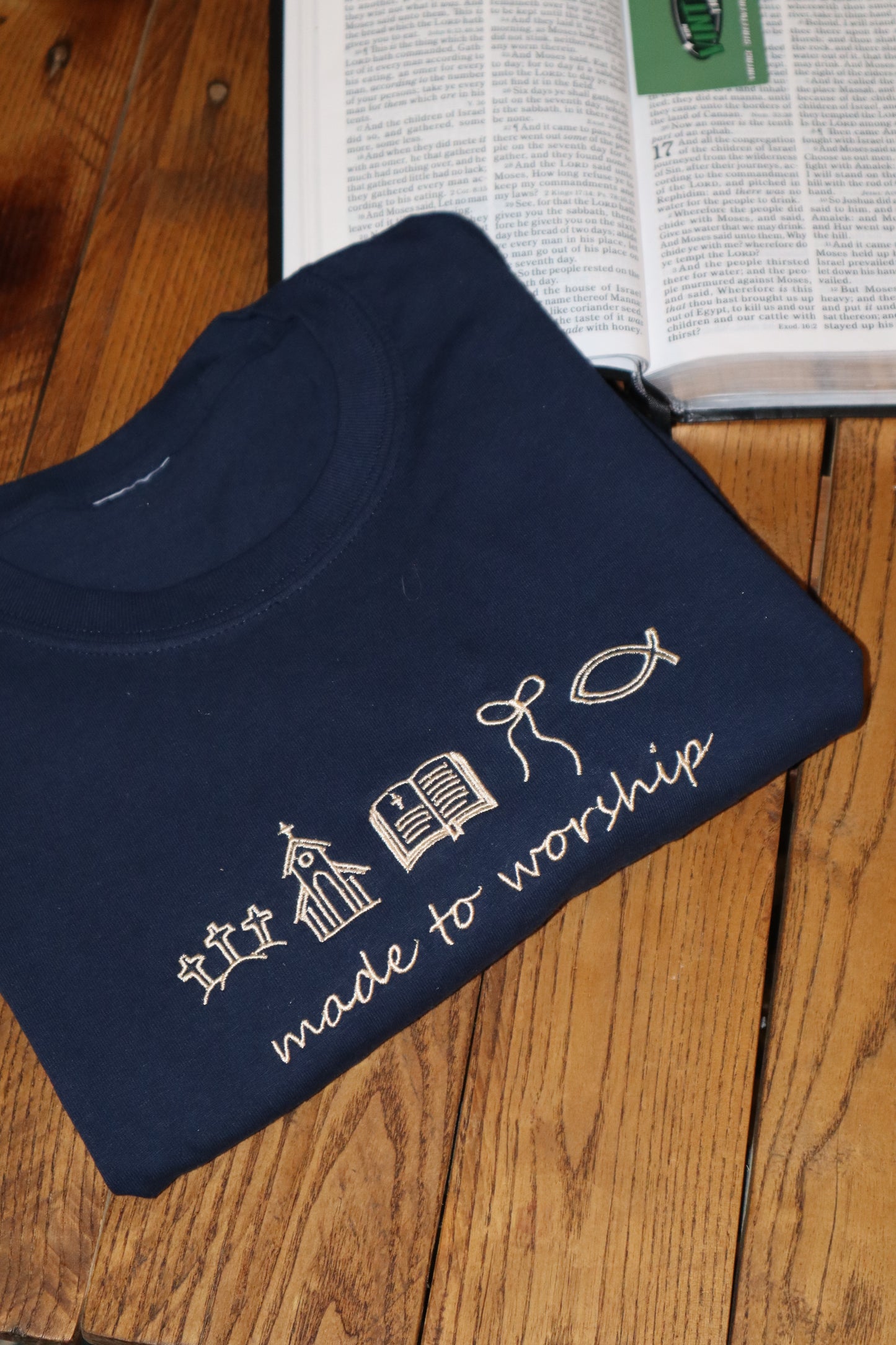 Embroidered Made to Worship, Jesus, Easter, Short Sleeve, Modern Classic Fit, Unisex, Adult T-Shirt