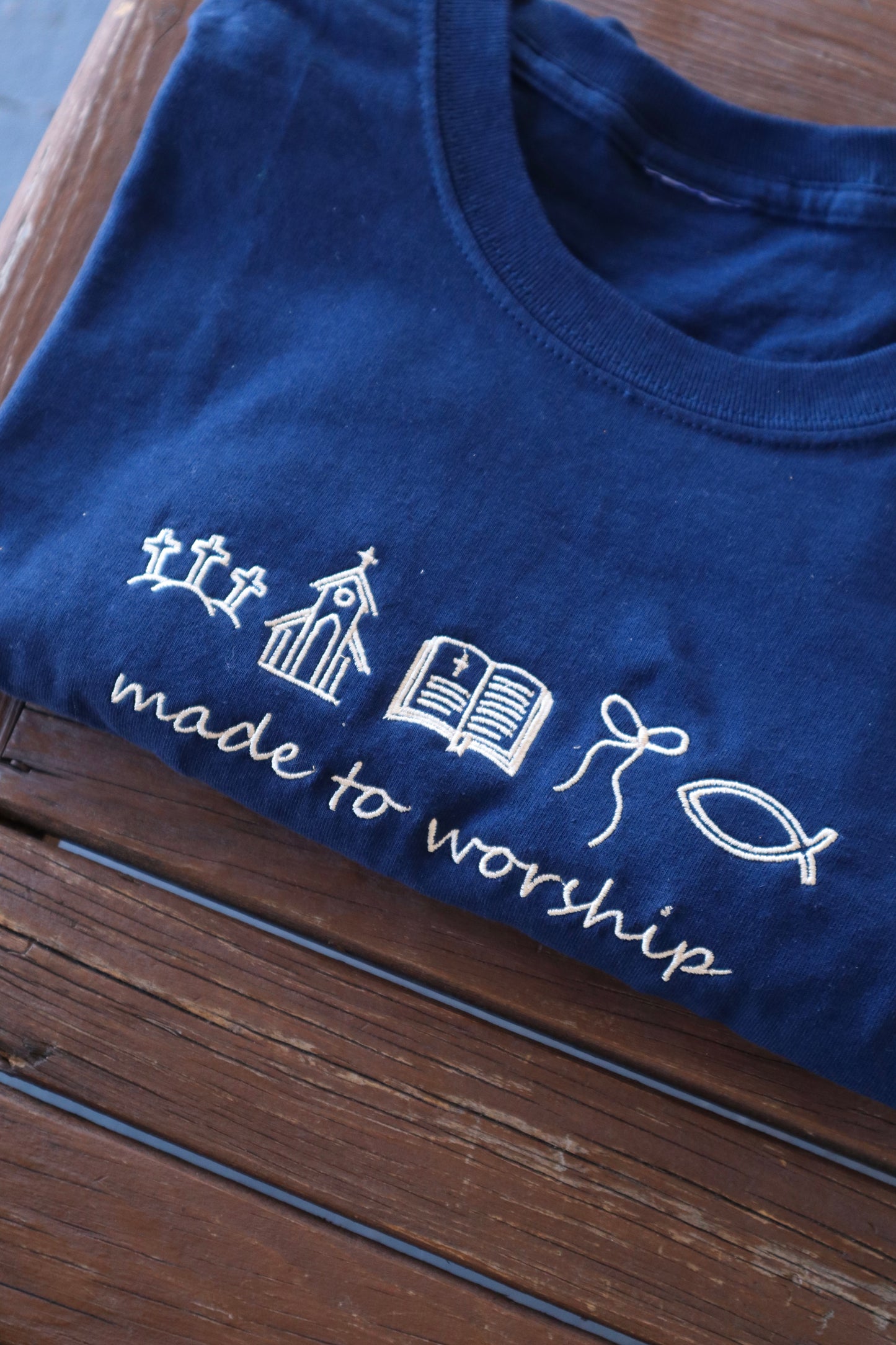 Embroidered Made to Worship, Jesus, Easter, Short Sleeve, Modern Classic Fit, Unisex, Adult T-Shirt