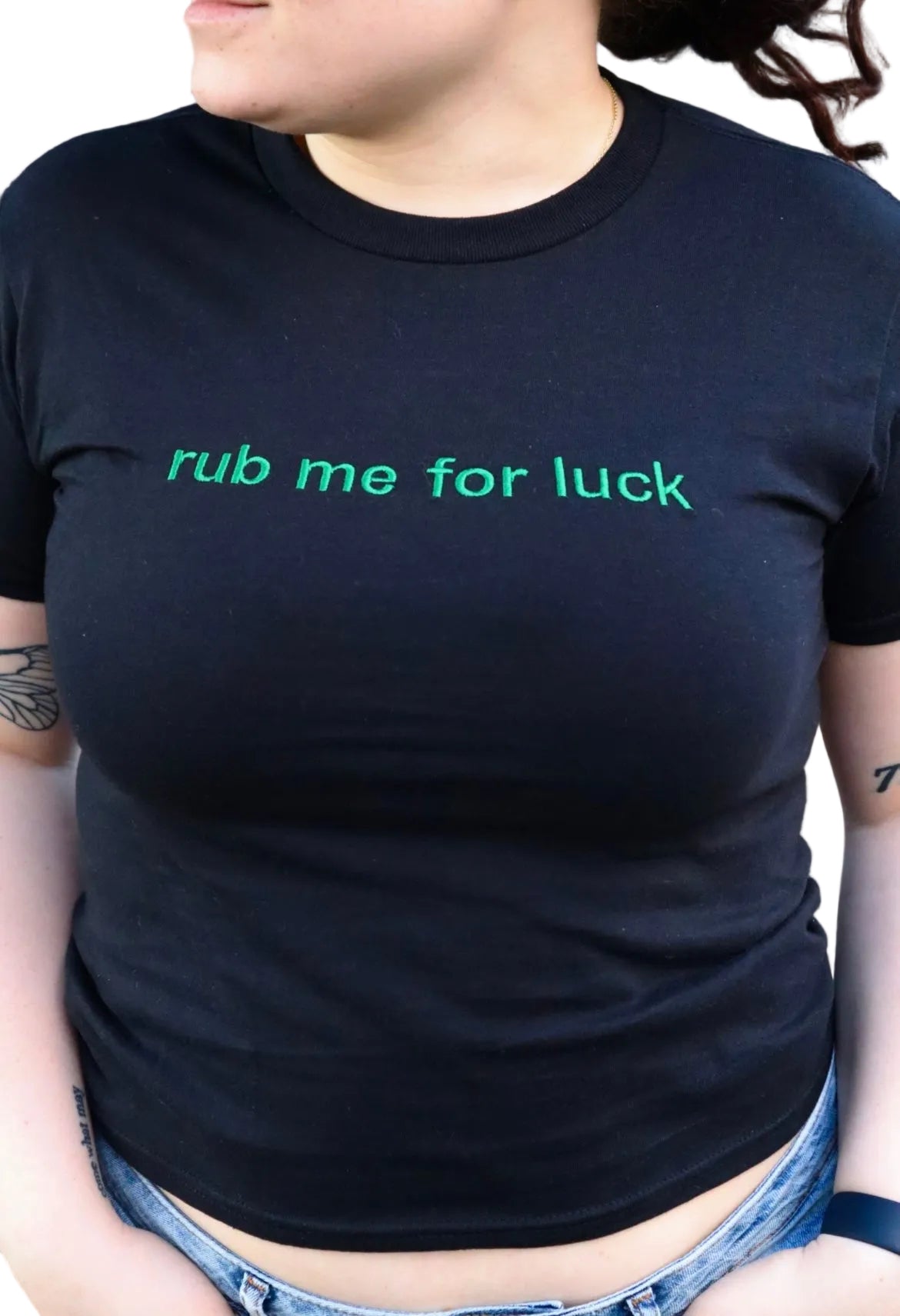 Embroidered BLACK - Irish Saint Patrick's Day Baby Tee, Long Crop Tops - Pick Your Design