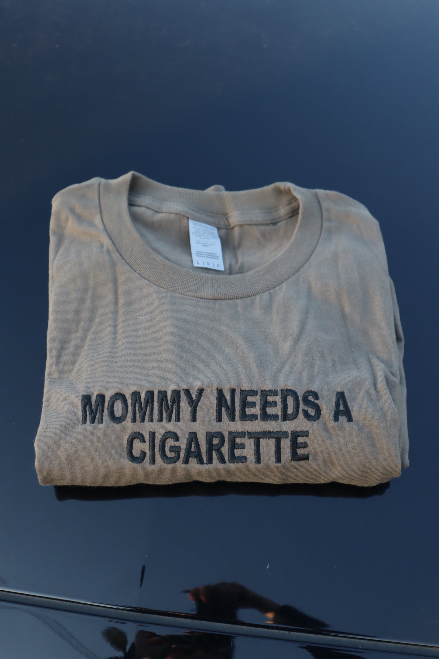 Embroidered Mommy Needs a Cig or a Bee, Short Sleeve, Modern Classic Fit, Unisex, Adult T-Shirt