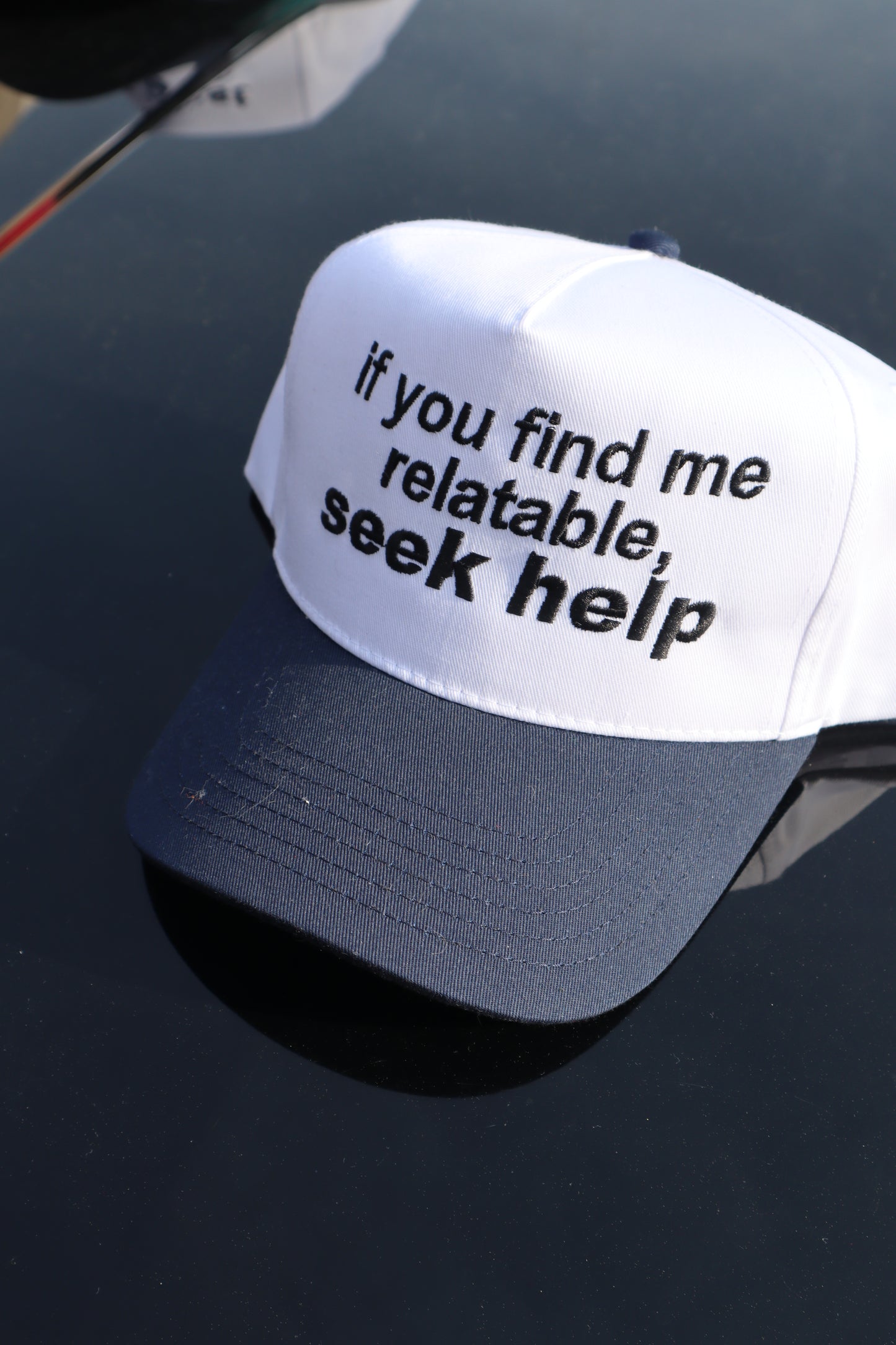 Embroidered "If you find me relatable, seek help" Hats, Unisex, Adult