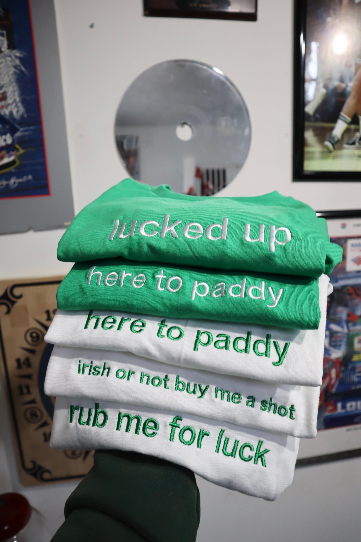 Embroidered IRISH GREEN Saint Patrick's Day Baby Tee, Long Crop Tops - Pick Your Design