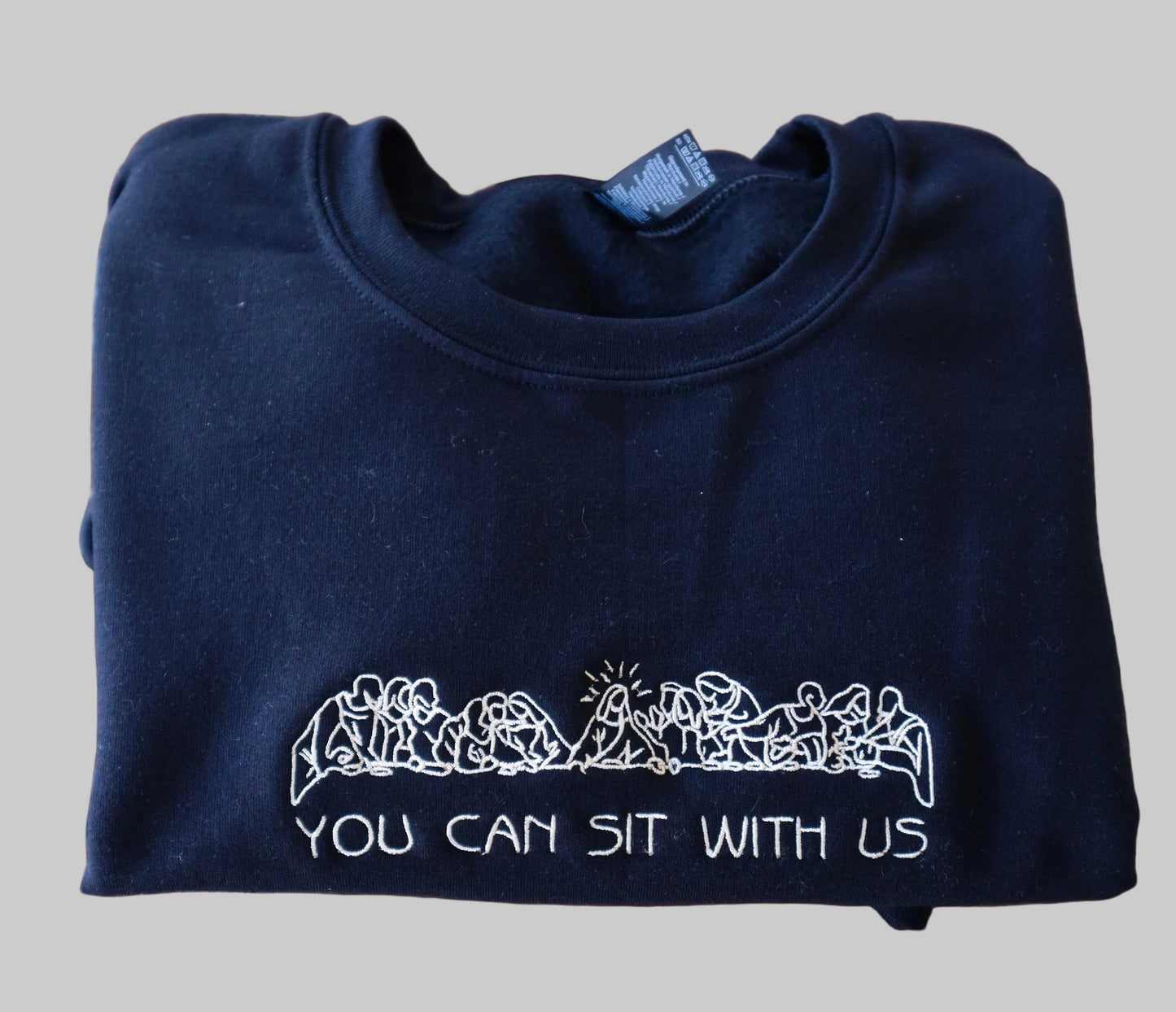 Embroidered You Can Sit With Us, Jesus, The Last Supper, Easter, Short Sleeve, Modern Classic Fit, Unisex, Adult T-Shirt