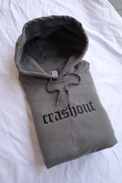 Embroidered 'crashout' Hoodie or Crew Neck, Long Sleeve, Classic fit, Unisex, Adult