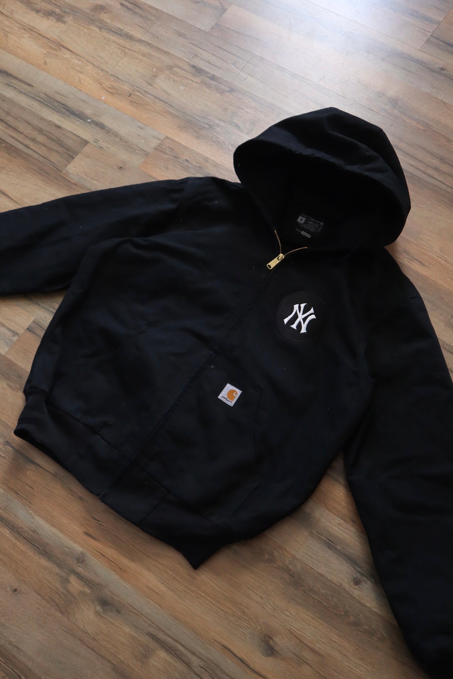 Embroidered Black New York Yankees Carhartt Hooded Jacket
