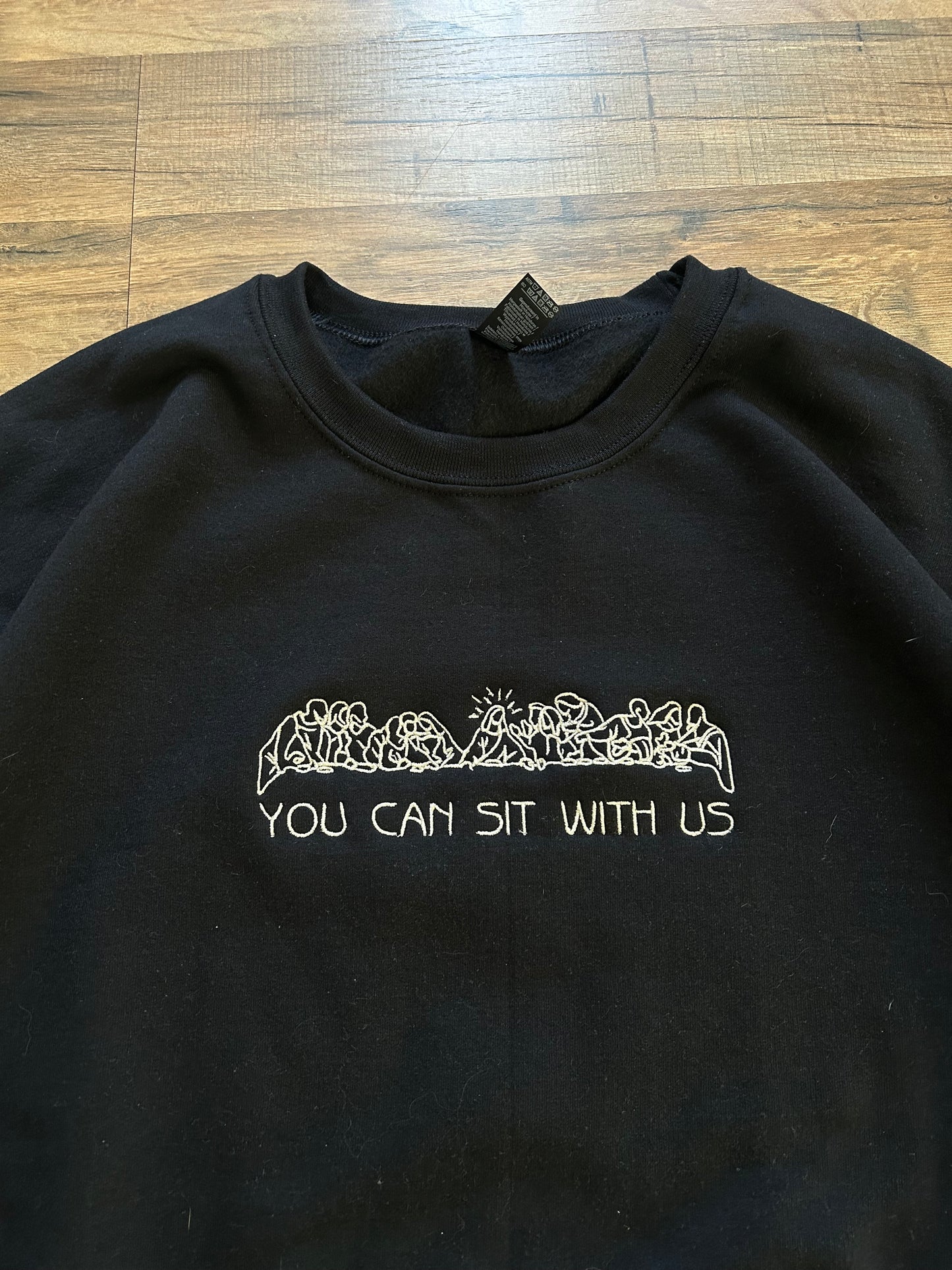 Embroidered You Can Sit With Us, Jesus, The Last Supper, Easter, Short Sleeve, Modern Classic Fit, Unisex, Adult T-Shirt