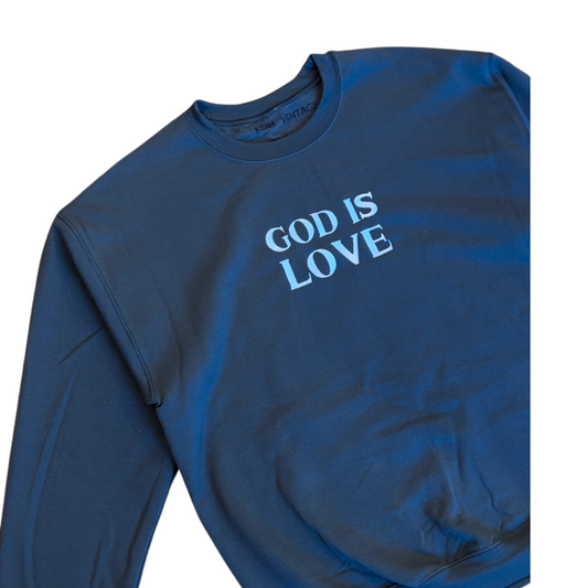 Embroidered GOD IS LOVE, Hoodie or Crewneck, Long Sleeve, Classic fit, Unisex, Adult