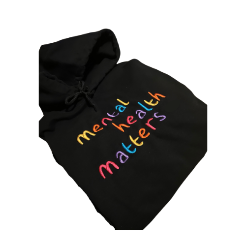 Embroidered 'Mental Health Matters Rainbow Hoodie or Crew Neck, Long Sleeve, Classic fit, Unisex, Adult