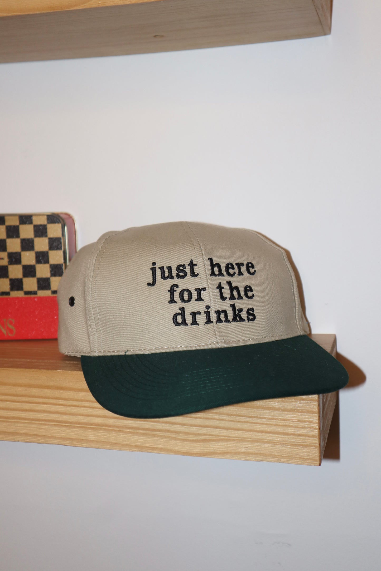 Embroidered just here for the drinks, Unisex, One Size Fits Most, Snapback Baseball Cap