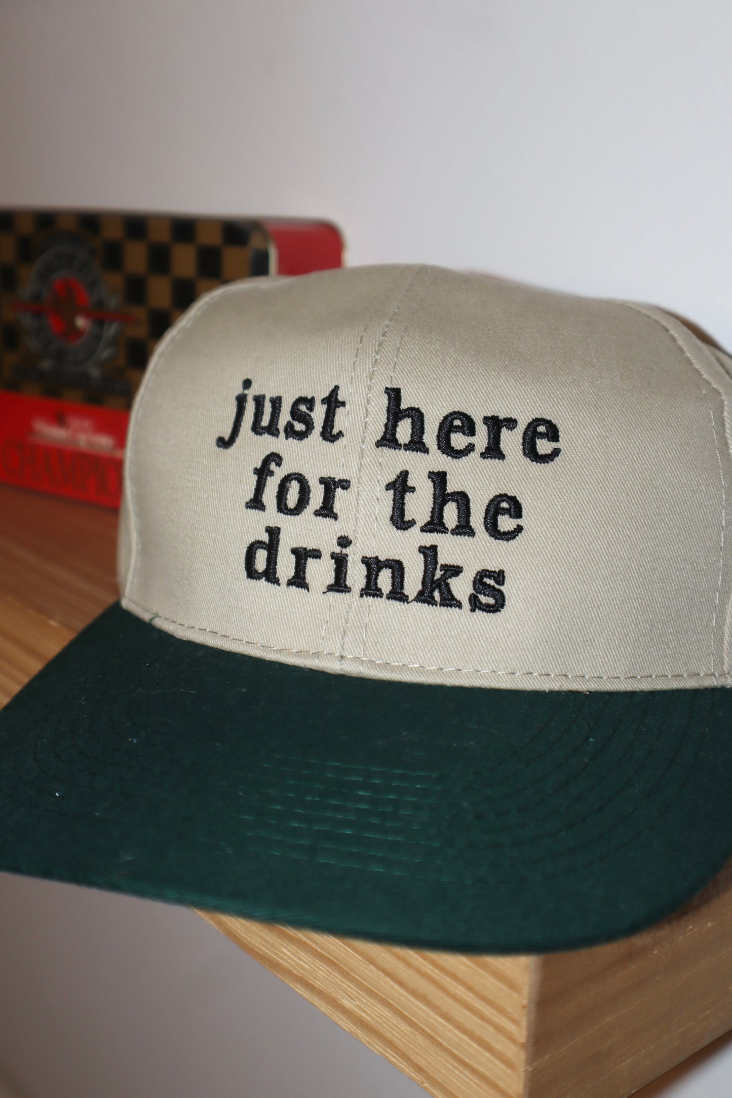 Embroidered just here for the drinks, Unisex, One Size Fits Most, Snapback Baseball Cap