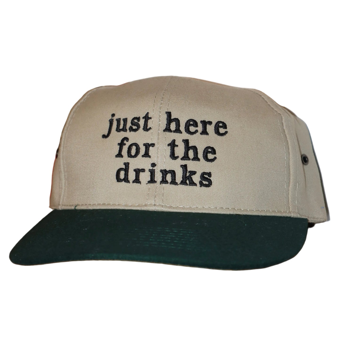 Embroidered just here for the drinks, Unisex, One Size Fits Most, Snapback Baseball Cap
