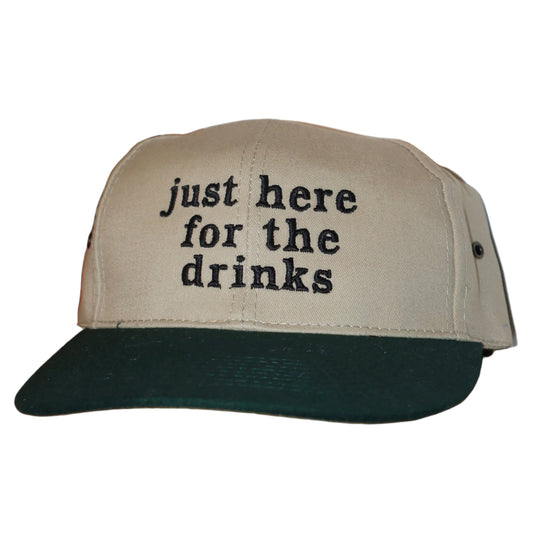 Embroidered just here for the drinks, Unisex, One Size Fits Most, Snapback Baseball Cap