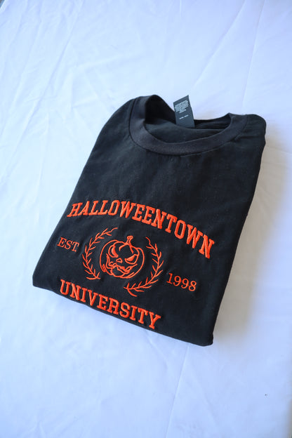 Embroidered 'Halloween University Scary Pumpkin Head'  Hoodie or Crew Neck, Long Sleeve, Classic fit, Unisex, Adult