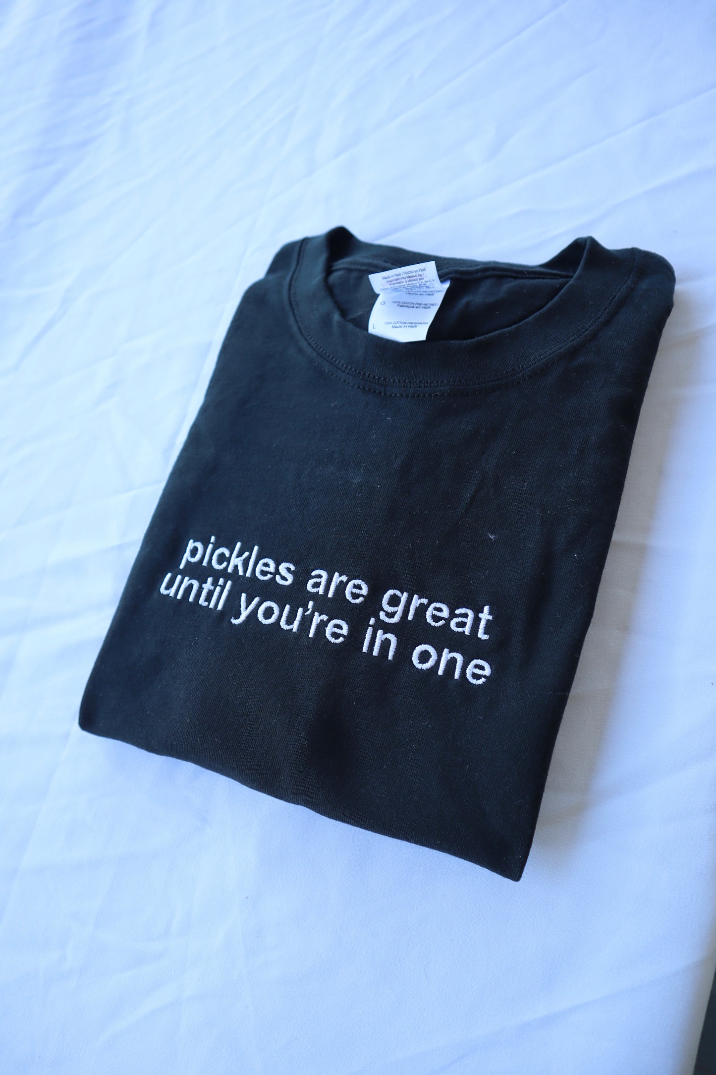 Embroidered 'Pickles Are Great Until You're In One' T-Shirt, Short Sleeve, Classic fit, Unisex, Adult