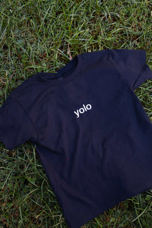 Embroidered 'yolo' Baby Tee, Long Crop Tops
