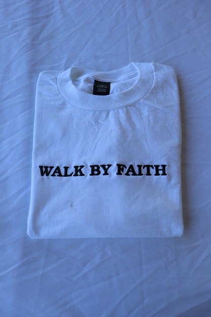 Embroidered Walk By Faith Hoodie or Crew Neck, Long Sleeve, Classic fit, Unisex, Adult