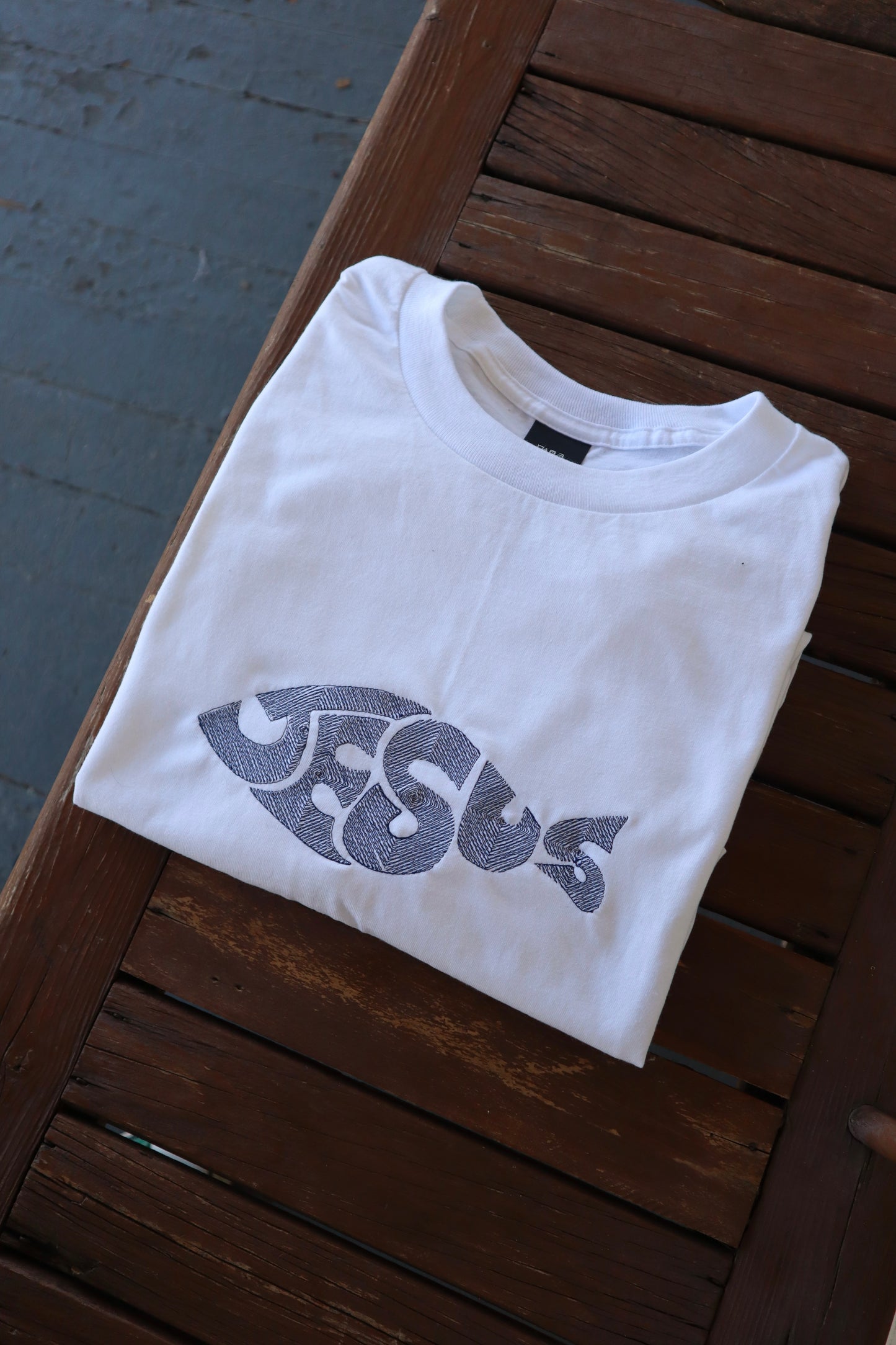 Embroidered Jesus Fish, Easter, Short Sleeve, Modern Classic Fit, Unisex, Adult T-Shirt