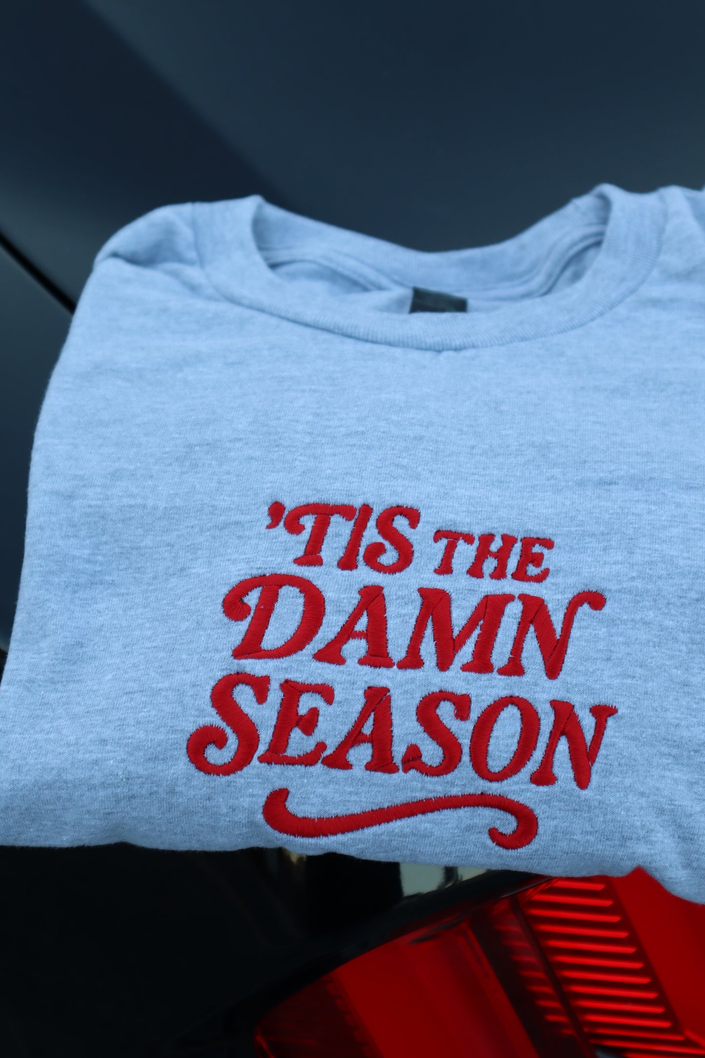 Embroidered “Tis' The Damn Season” Holidays Christmas Hoodies or Crewnecks Unisex · Classic Fit · Long Sleeve · Adult