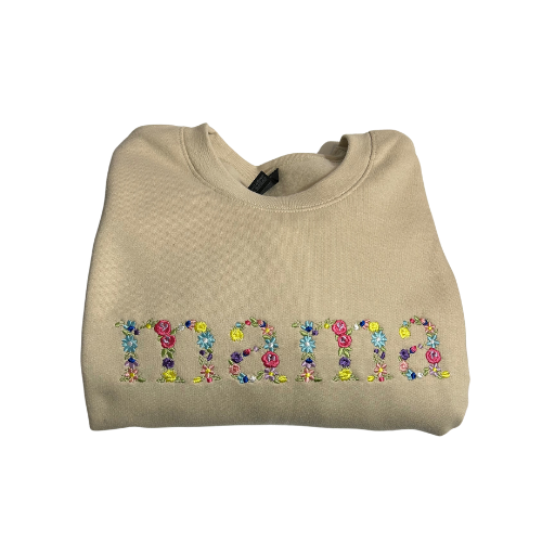 Embroidered 'Mama' Hoodie or Crew Neck, Long Sleeve, Classic fit, Unisex, Adult
