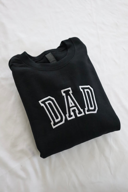 Embroidered 'DAD' Hoodie or Crew Neck, Father's Day Gift, Long Sleeve, Classic fit, Unisex, Adult