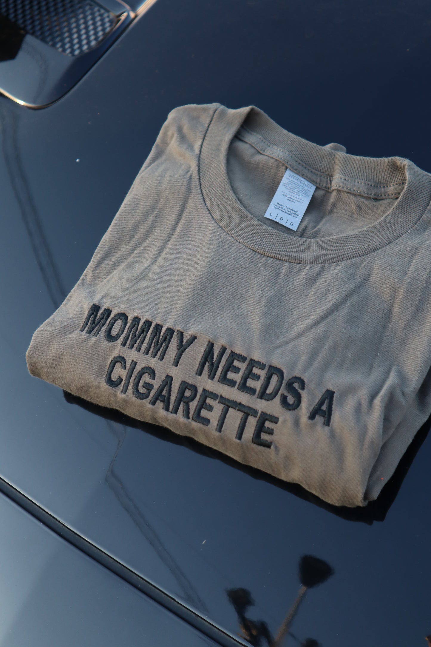 Embroidered Mommy Needs a Cig or a Bee, Short Sleeve, Modern Classic Fit, Unisex, Adult T-Shirt