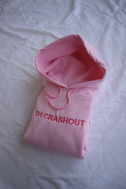 Embroidered 'D1 CRASHOUT' Hoodie or Crew Neck, Long Sleeve, Classic fit, Unisex, Adult