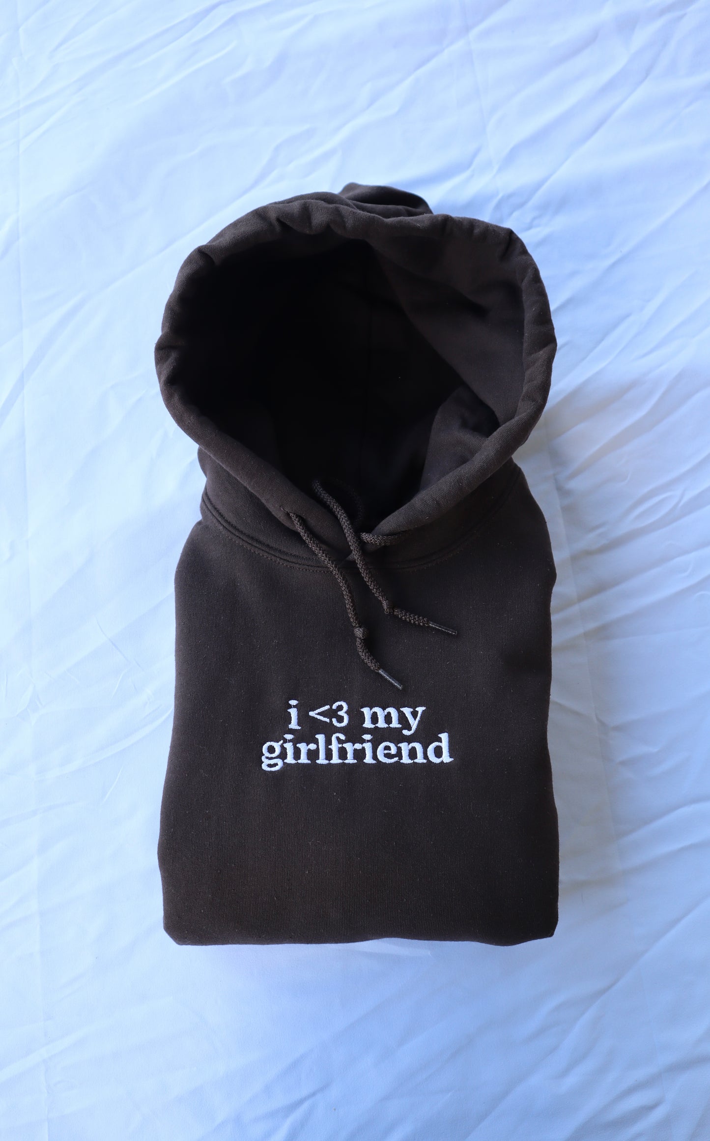 Embroidered 'I Love My Girlfriend or Boyfriend' Hoodie or Crew Neck, Long Sleeve, Classic fit, Unisex, Adult