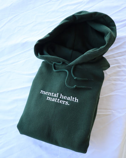 Embroidered Mental health matters Hoodie or Crew Neck, Long Sleeve, Classic fit, Unisex, Adult