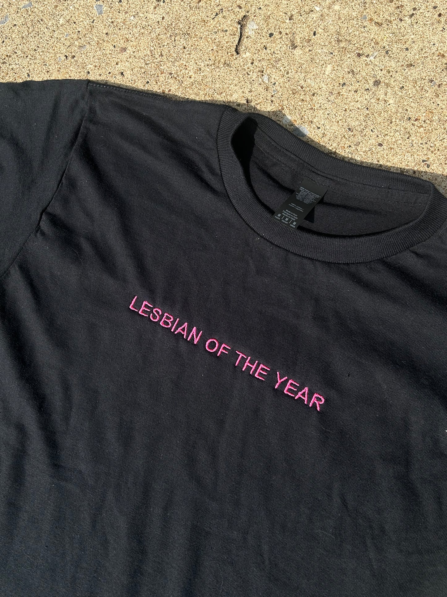 Embroidered Lesbian Of The Year, Short Sleeve, Petite fit, Unisex, Long Crop Top