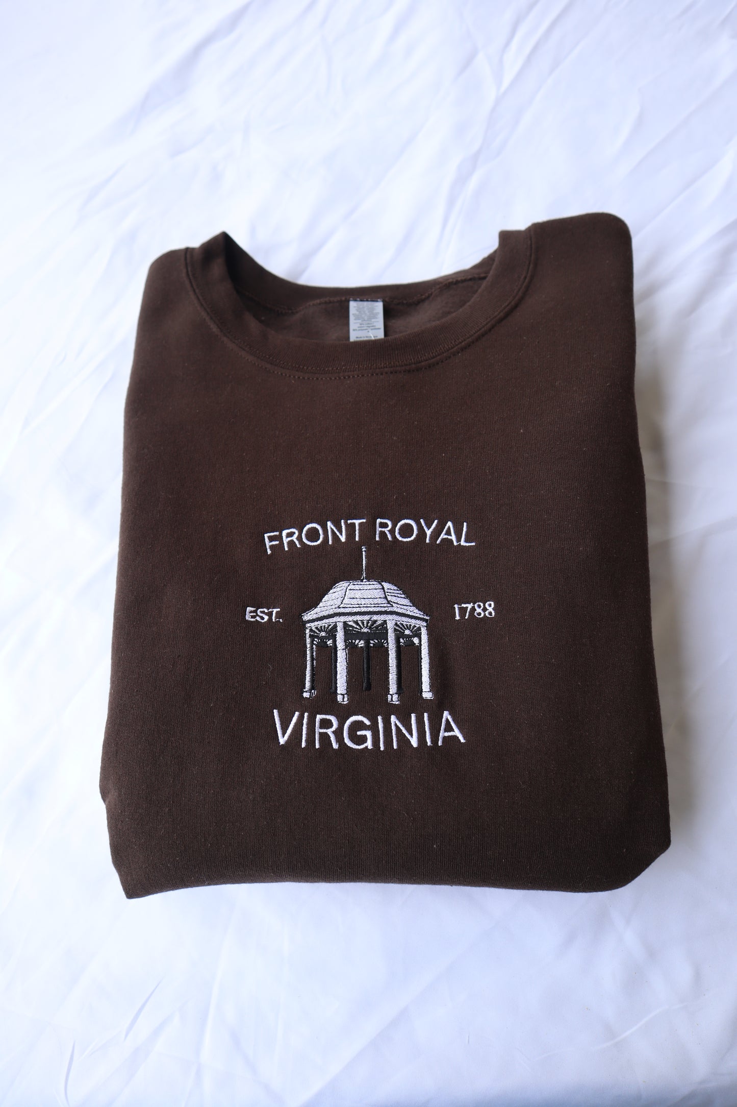 Embroidered "Front Royal Main Street Gazebo" Hoodie or Crew Neck, Long Sleeve, Classic fit, Unisex, Adult