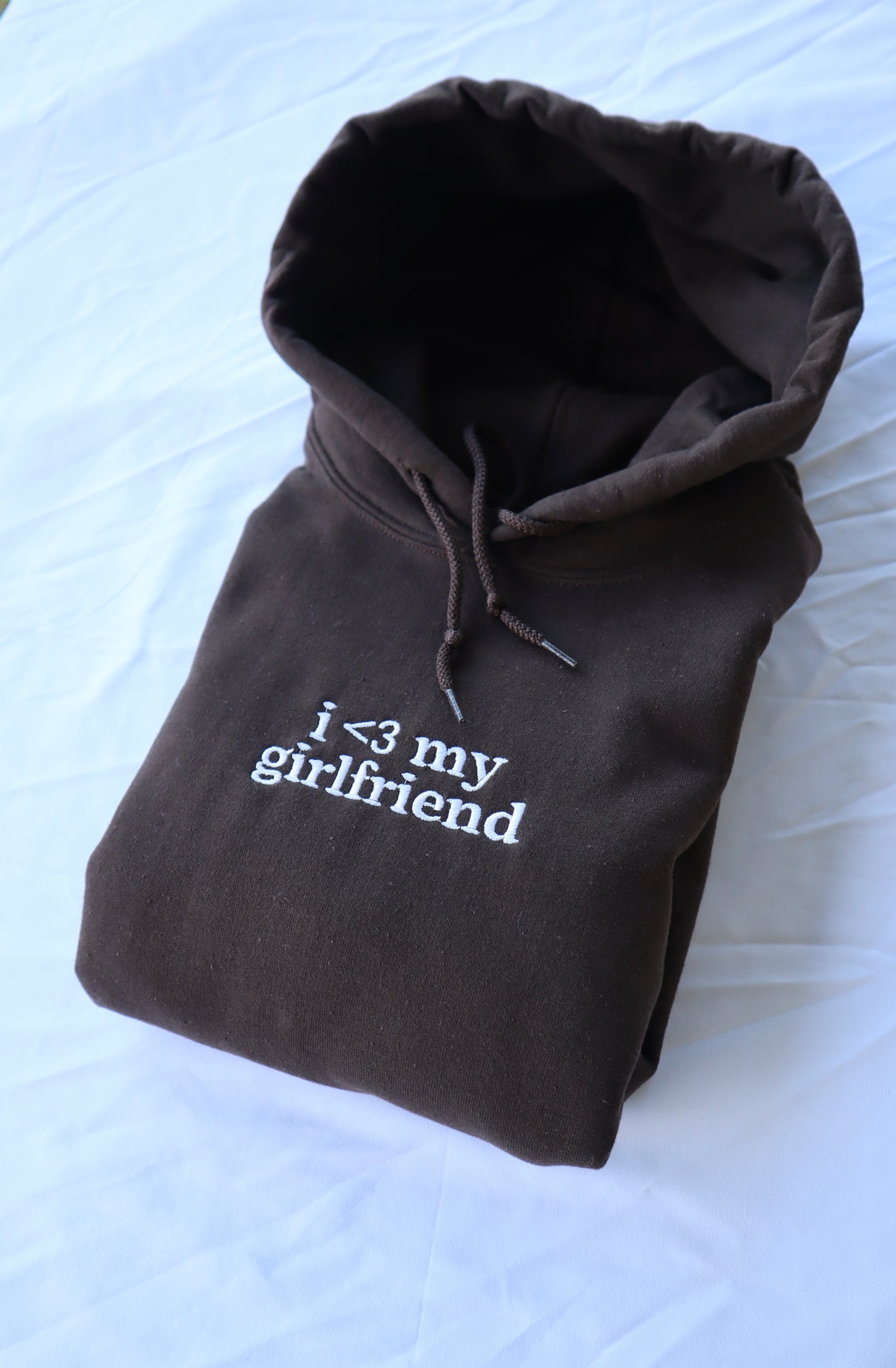 Embroidered 'I Love My Girlfriend or Boyfriend' Hoodie or Crew Neck, Long Sleeve, Classic fit, Unisex, Adult