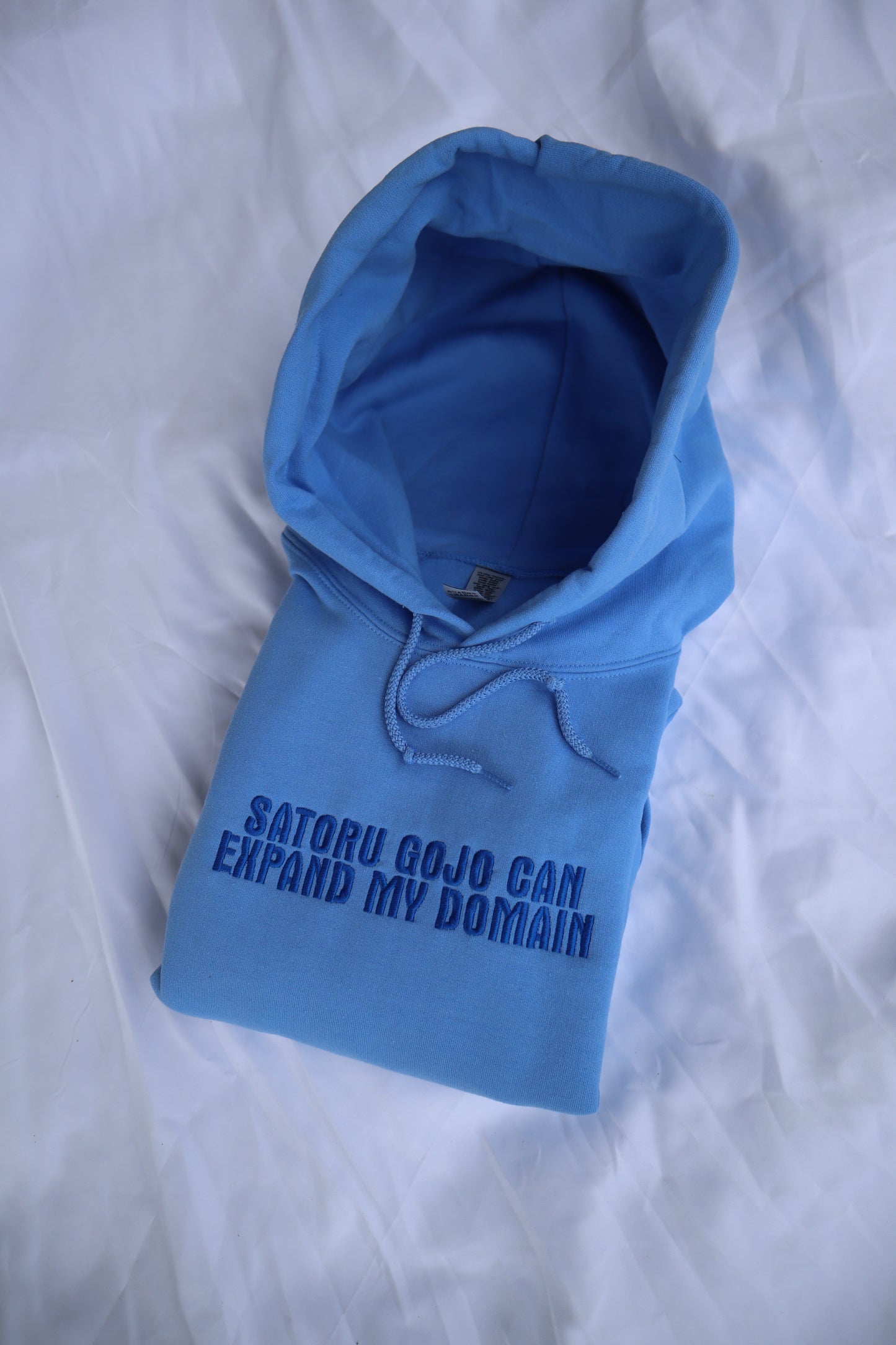 Embroidered 'Satoru Gojo can expand my domain' Hoodie or Crew Neck, Long Sleeve, Classic fit, Unisex, Adult