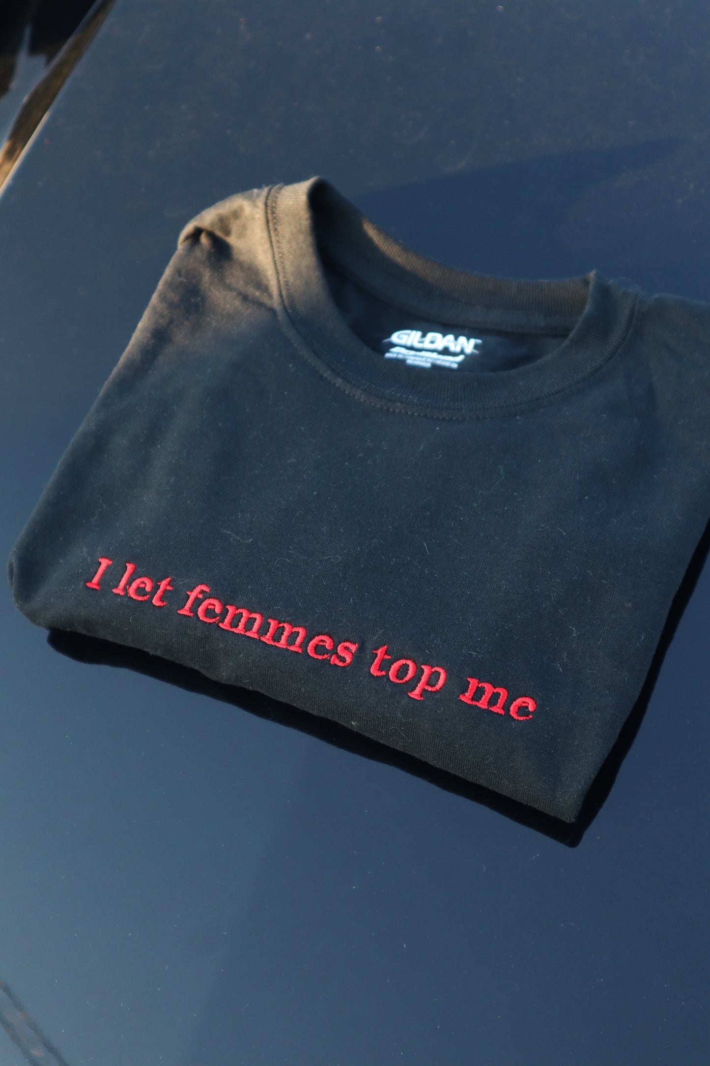 Embroidered I Let Femmes Top Me, Short Sleeve, Modern Classic Fit, Unisex, Adult T-Shirt