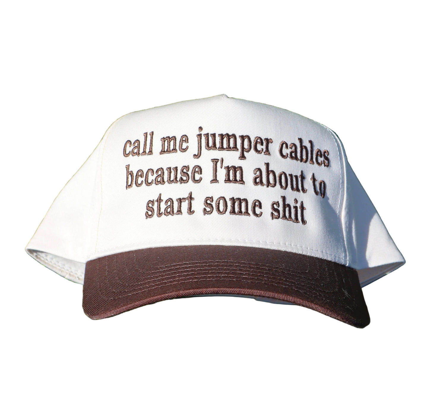 Embroidered 'Call Me Jumper Cables Because I'm About To Start Some Shi' Hat, Unisex, Adult