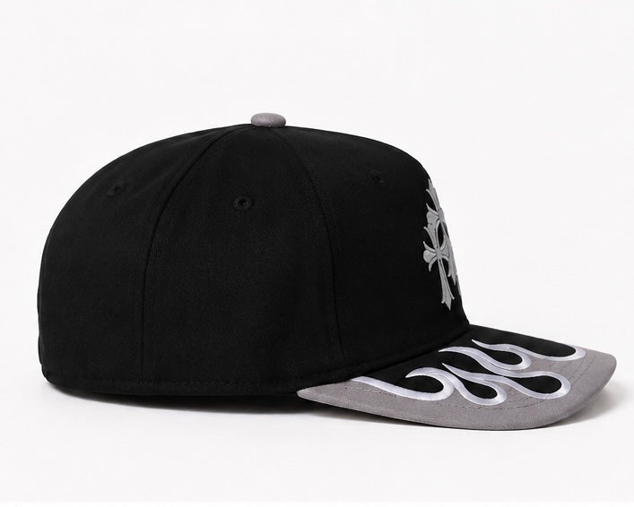 Grunge Cross Flame 6 Panel Low Profile Baseball Cap, Unisex, Adult