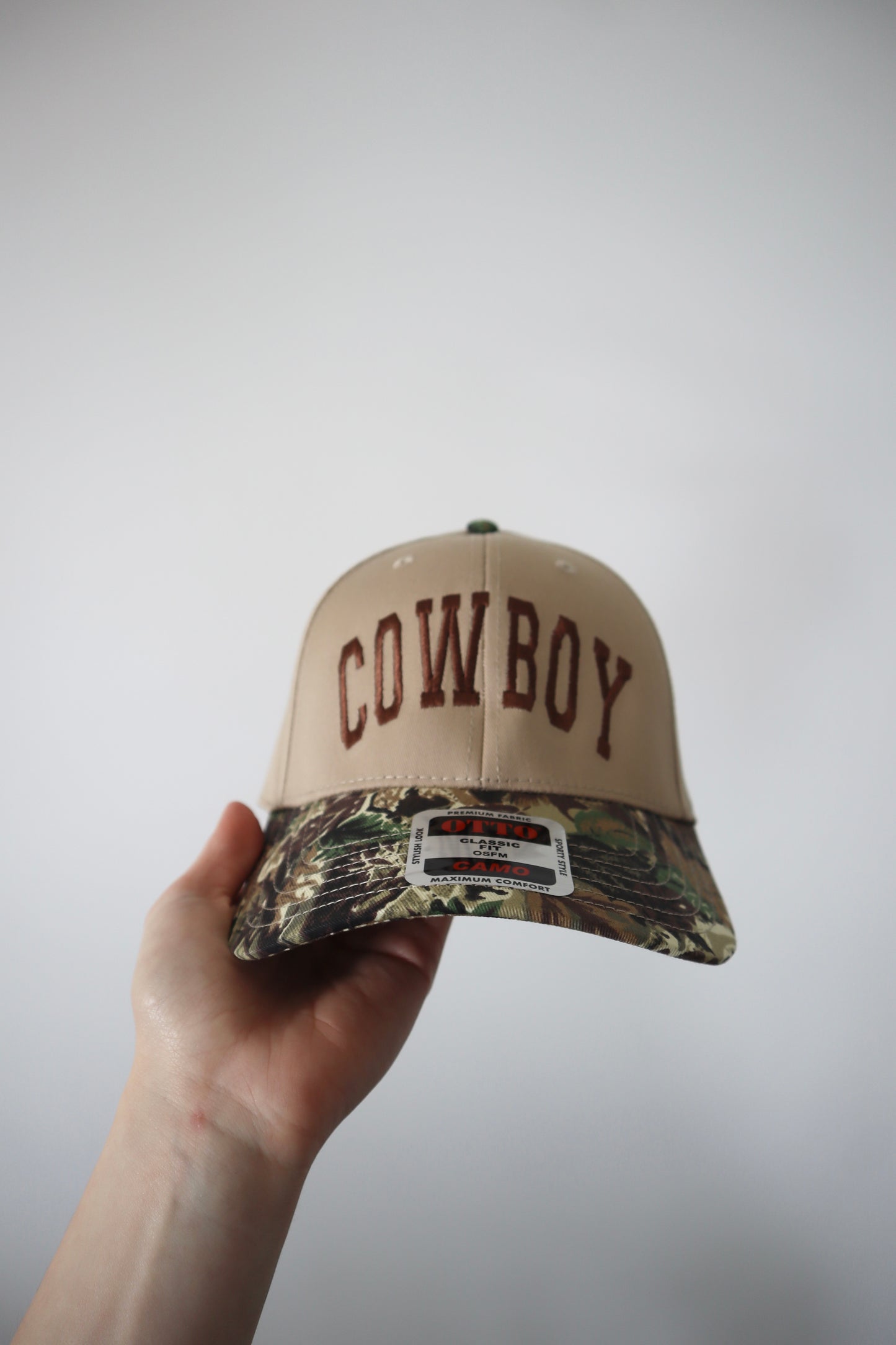 Embroidered 'Cowboy' Camo Hat, Unisex, Adult