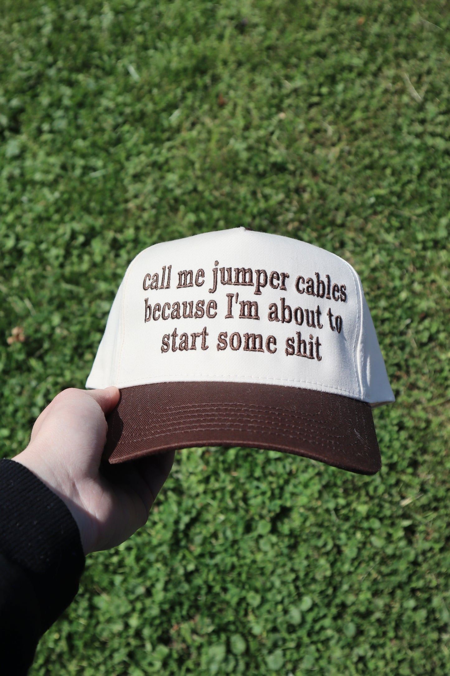 Embroidered 'Call Me Jumper Cables Because I'm About To Start Some Shi' Hat, Unisex, Adult