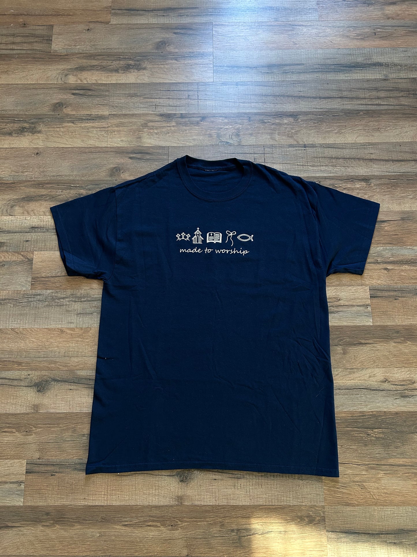 Embroidered Made to Worship, Jesus, Easter, Short Sleeve, Modern Classic Fit, Unisex, Adult T-Shirt