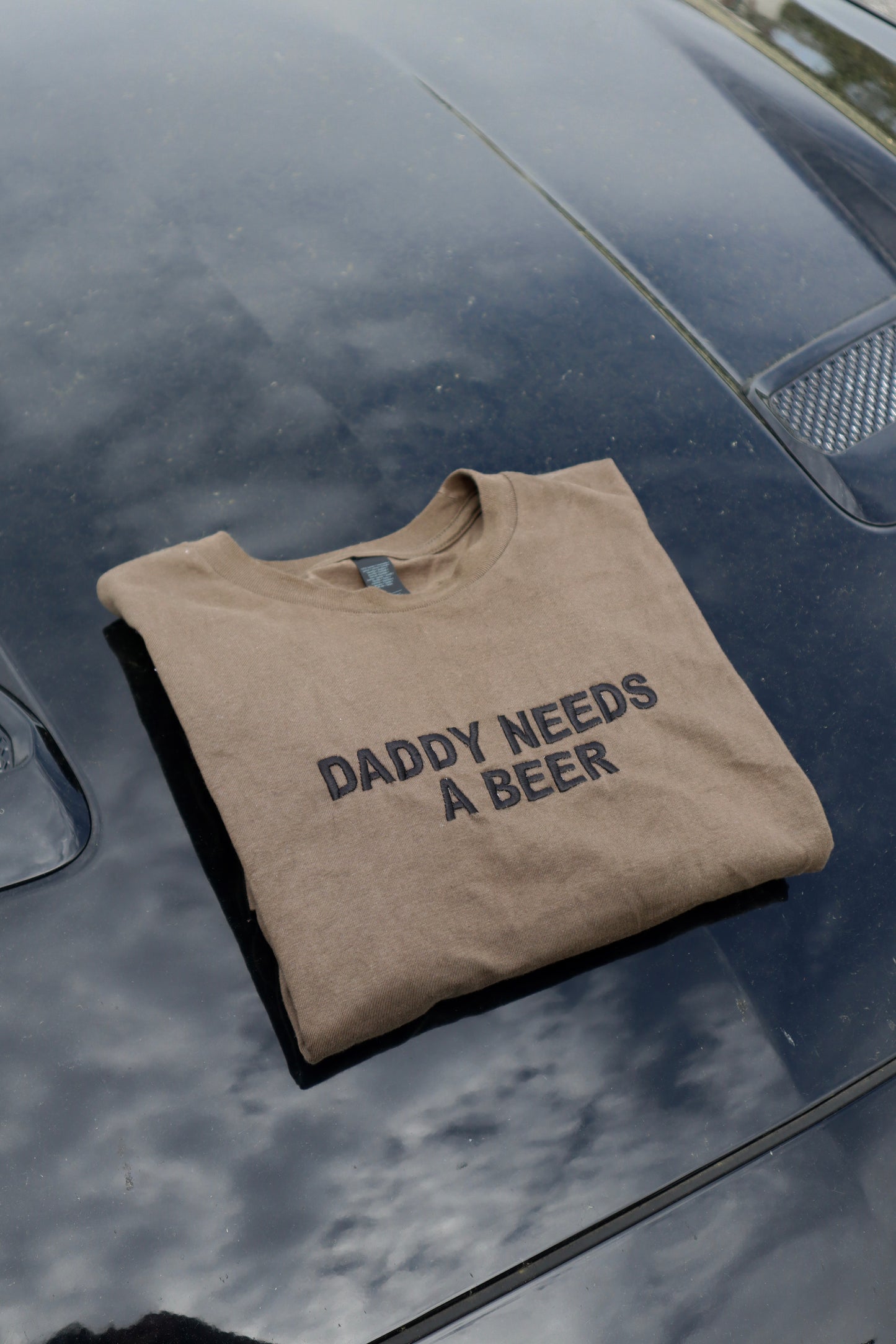 Embroidered Daddy Needs a Cig or a Bee, Short Sleeve, Modern Classic Fit, Unisex, Adult T-Shirt