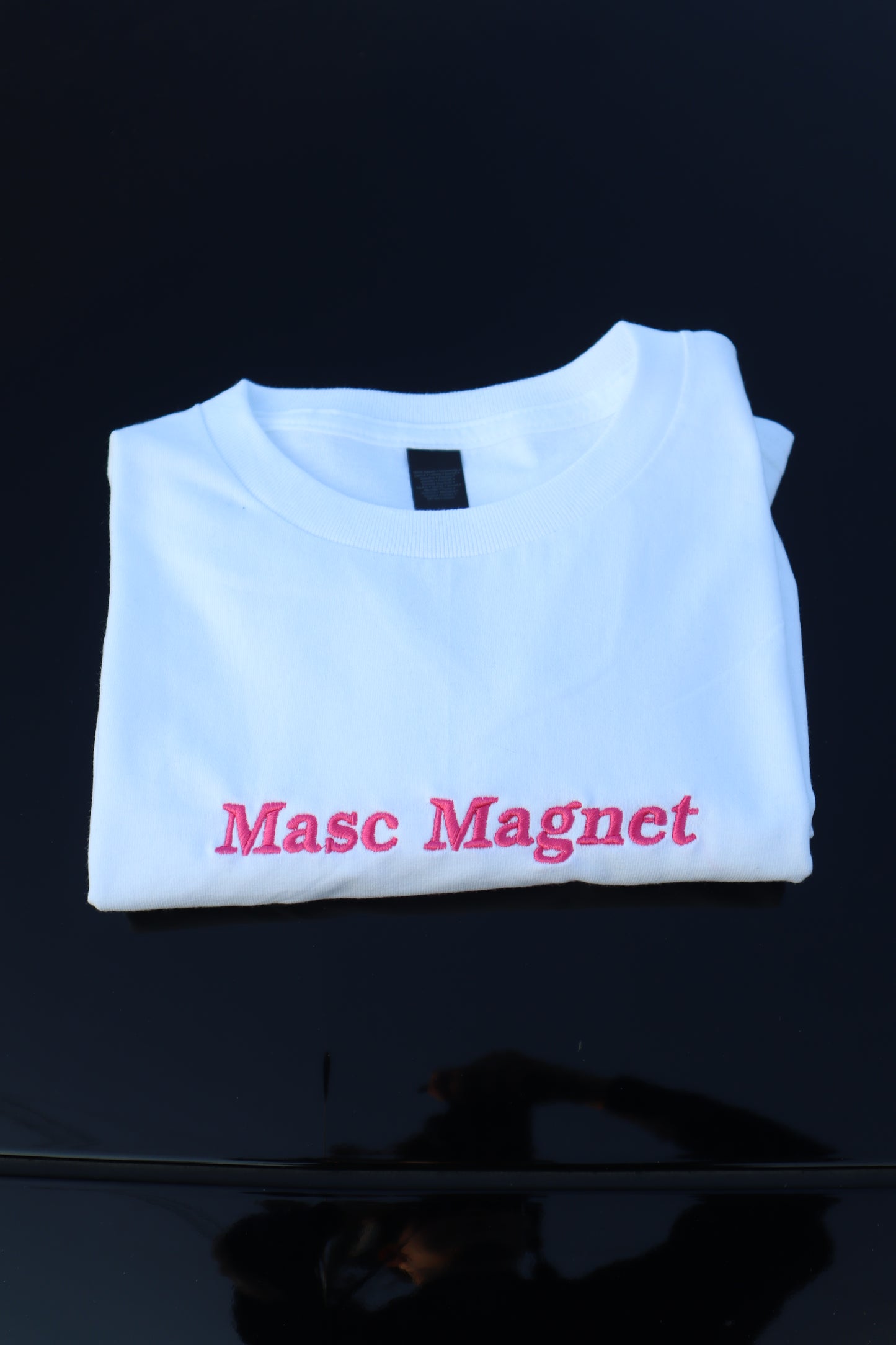 Embroidered Masc Magnet, Short Sleeve, Petite fit, Unisex, Long Crop Top