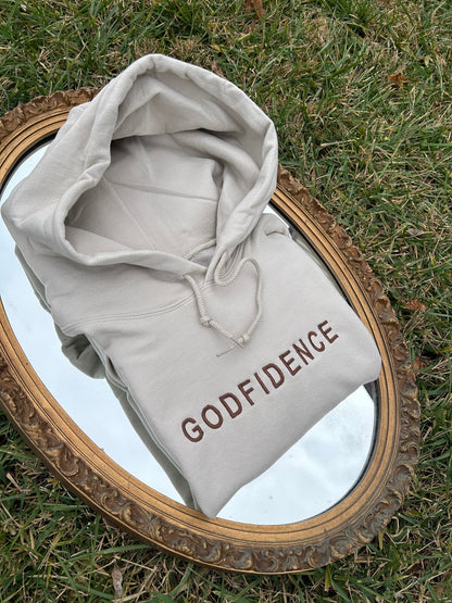 Embroidered GODFIDE CE, Hoodie or Crewneck, Long Sleeve, Classic fit, Unisex, Adult