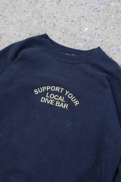 Embroidered 'Support Your Local Dive Bar' Hoodie or Crew Neck, Long Sleeve, Classic fit, Unisex, Adult