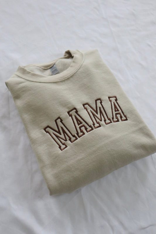 Embroidered 'MAMA' Hoodie or Crew Neck, Mother's Day Gift, Long Sleeve, Classic fit, Unisex, Adult