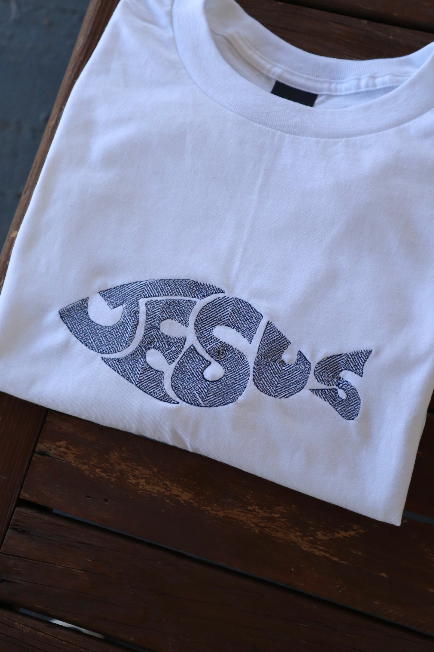 Embroidered Jesus Fish, Easter, Short Sleeve, Modern Classic Fit, Unisex, Adult T-Shirt