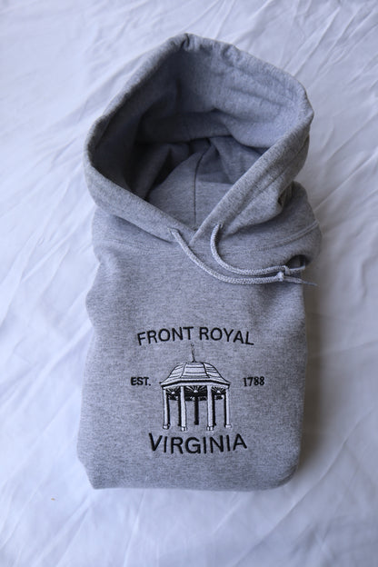 Embroidered "Front Royal Main Street Gazebo" Hoodie or Crew Neck, Long Sleeve, Classic fit, Unisex, Adult