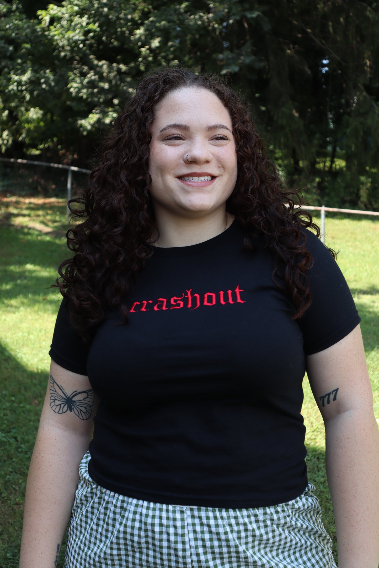 Embroidered Crashout Baby Tee, Long Crop Tops